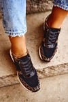 Sportowe Damskie Buty Sneakersy Skórzane Czarno Białe Metronus