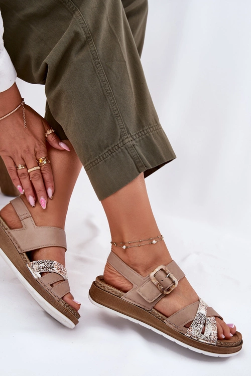 Sandały Damskie Z Klamrą Inblu GS000056 Beżowe