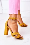 Zamszowe Sandały Na Słupku Żółte Destino