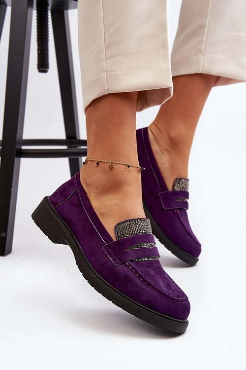 Damskie Zdobione Mokasyny Fioletowe Dananei