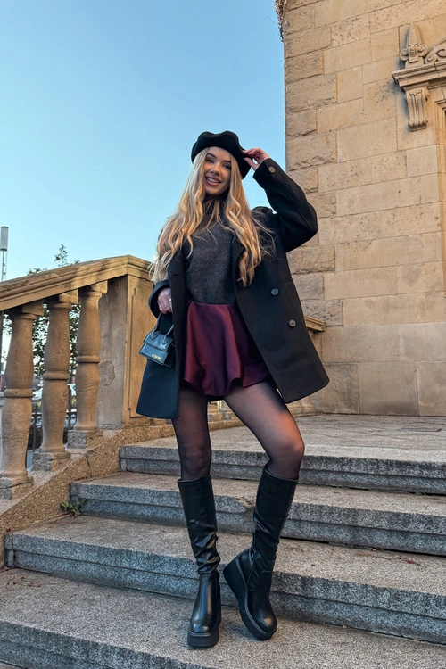 Kozaki Damskie Na Koturnie Czarne Terisse