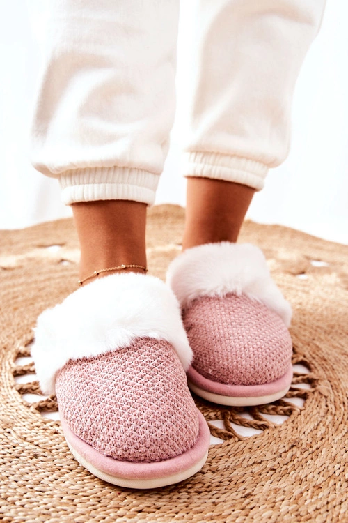 Papcie Ocieplane Z Futerkiem Różowe Flamarin