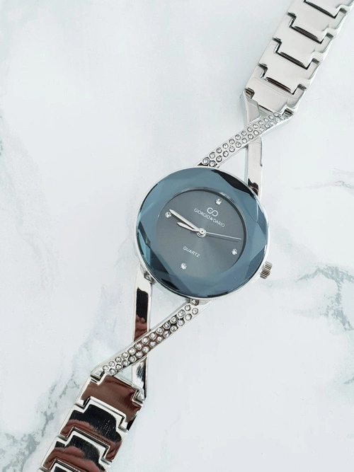 Damski Zegarek Giorgio & Dario Z Cekinami Cube Srebrny