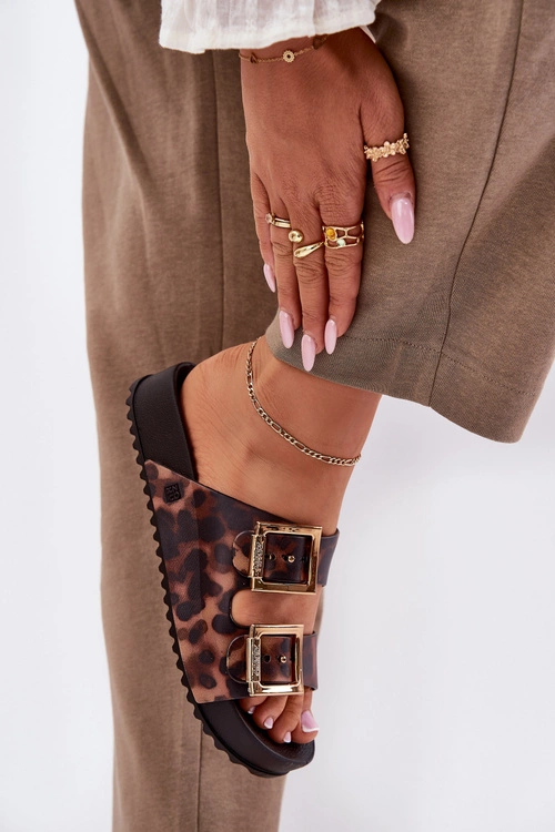 Pachnące Klapki Damskie Z Klamrami Panterka ZAXY RR285059 Brązowe