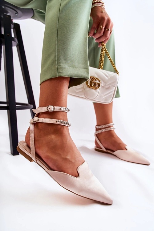 Damskie Sandały Z Noskiem W Szpic Beżowe Amisha