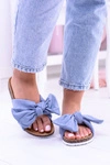Vices Damskie Niebieskie Klapki Na Korku Kokarda Nina
