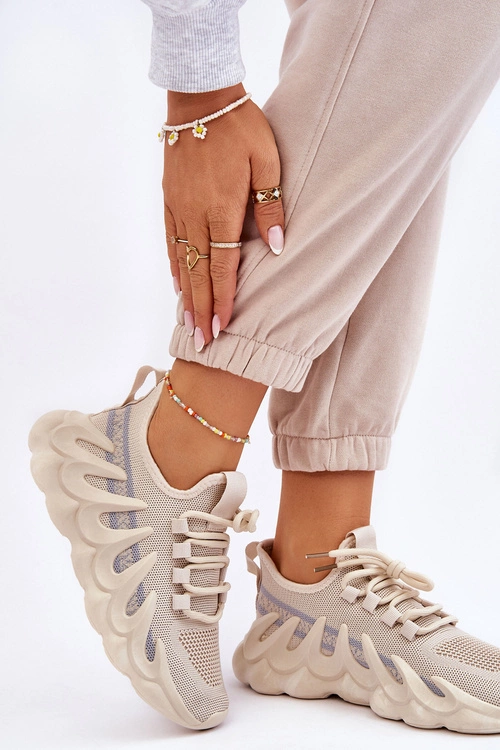 Damskie Modne Skarpetkowe Sneakersy Beżowe Daxo