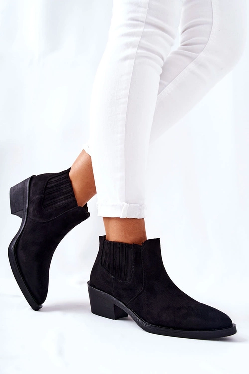 Wsuwane Botki Zamszowe Czarne Assanella