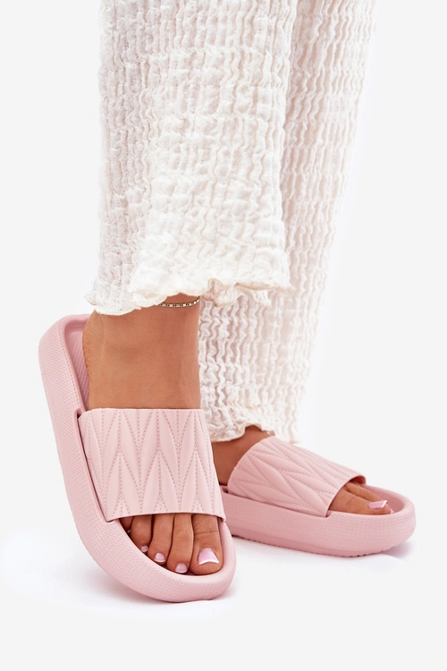 Klapki Damskie Piankowe Na Platformie Różowe Vanesha