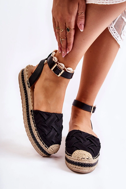 Damskie Espadryle Sandały Na Platformie Czarne Susane