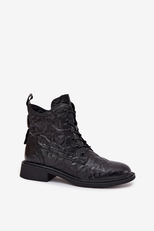 Botki Damskie Z Naturalnej Skóry Ocieplane Artiker 57C1006 Czarne