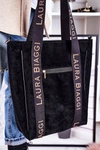 Duża Torba Shopper Z Odpinanym Paskiem LAURA BIAGGI Czarna