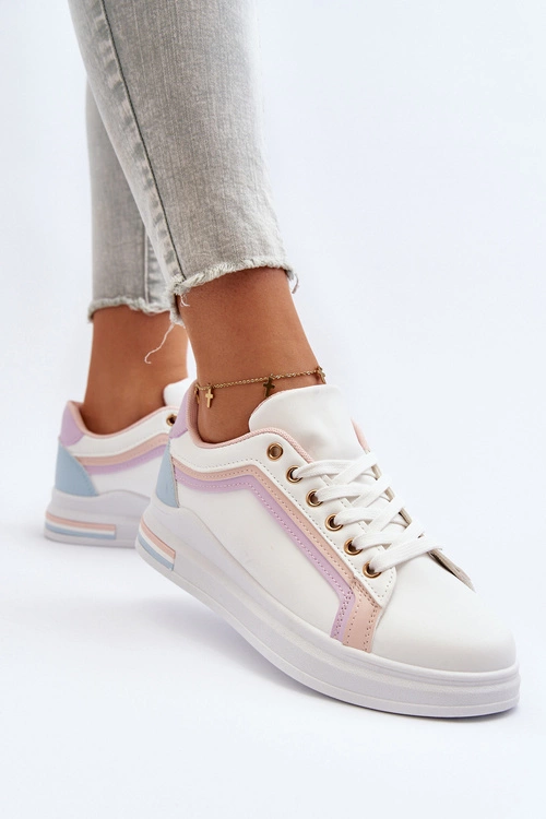 Sneakesy Damskie Z Brokatem Różowe Elnami