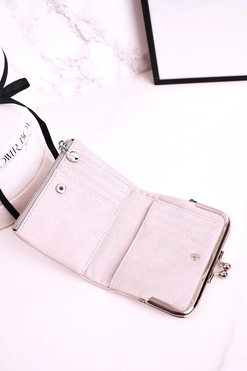 Mały Portfel Damski Zapinany na Bigiel Szary