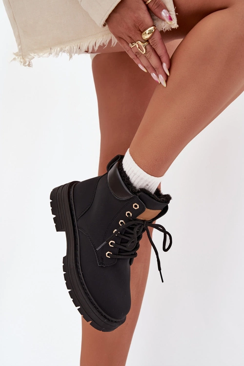 Trapery Damskie Ocieplane Futerkiem Na Zamek Czarne Tharika