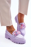 Damskie Mokasyny Na Platformie Z Ozdobami Fioletowe Brenda