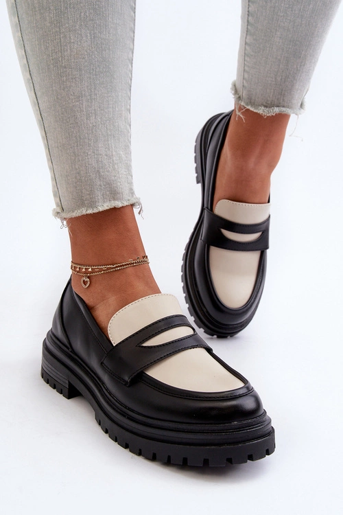 Mokasyny Damskie Na Płaskim Obcasie I Platformie Czarne Kaldira