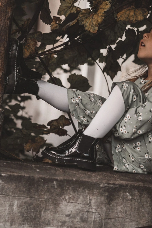 Dziecięce Lakierowane Ocieplane Botki Czarne Porky