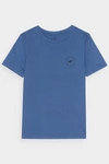 Gładki Bawełniany T-shirt Chłopięcy Regular 4FJWAW24TTSHM1859-32S Niebieska