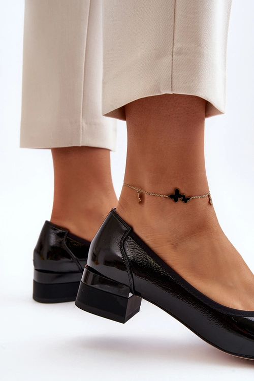 Lakierowane Czółenka Na Klocku Czarne Ilvanna