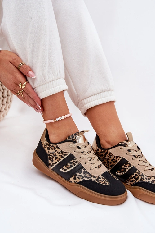 Sneakersy Damskie Z Eko Skóry Panterka Czarne Satylies