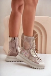 Skórzane Zamszowe Botki Na Platformie Ocieplane Maciejka 06565-04 Beżowe