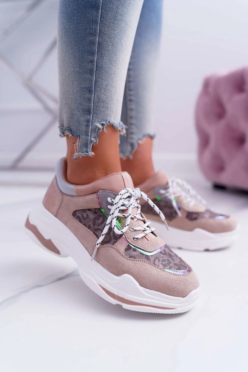 Sportowe Damskie Buty Wysoka Podeszwa Różowe Cabana