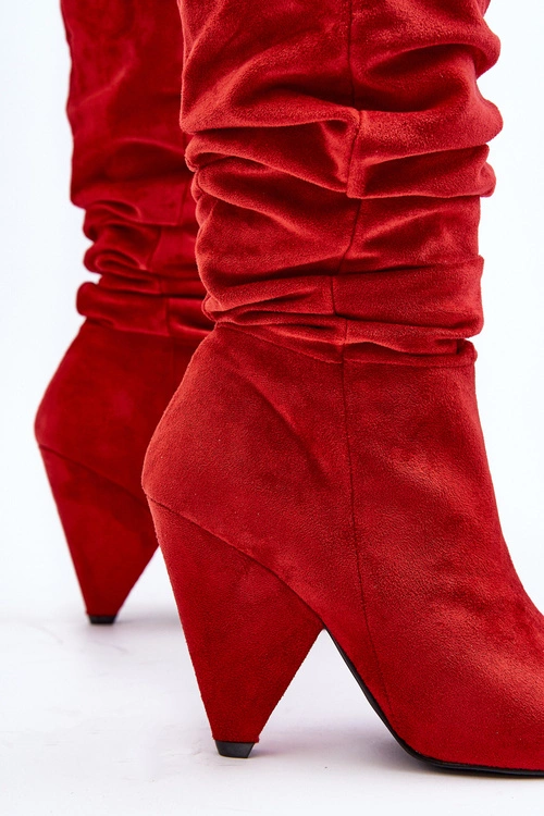 Damskie Zamszowe Kozaki Lu Boo Czerwone