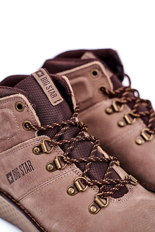 Męskie Trzewiki Skórzane Trekkingi Big Star Brązowe GG174492