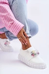 Modne Wsuwane Buty Sportowe Półbuty Z Ozdobą Białe Desire