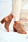 Botki Damskie Ażurowe Peep Toe Camel Paradise