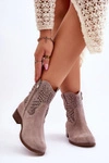 Damskie Zamszowe Ażurowe Botki Lewski Shoes 3301 Cappuccino