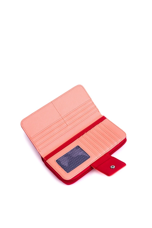 Duży Portfel Damski Na Suwak Czerwono-Pomarańczowy Huntress