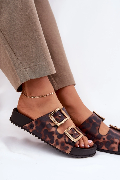 Pachnące Klapki Damskie Z Klamrami Panterka ZAXY RR285059 Brązowe