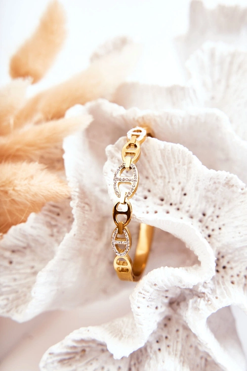 Elegancka Bransoletka Stalowa Z Cyrkoniami Złota