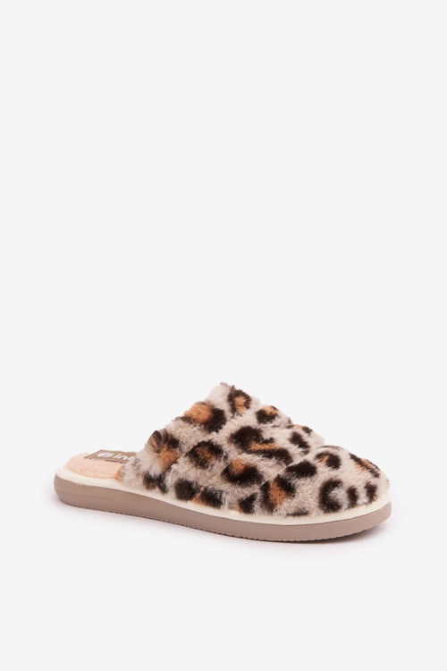 Futrzane Kapcie Damskie Panterka Inblu EK000008 Beżowe