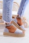Sandałki Espadryle Na Platformie Niebieskie Jeannie
