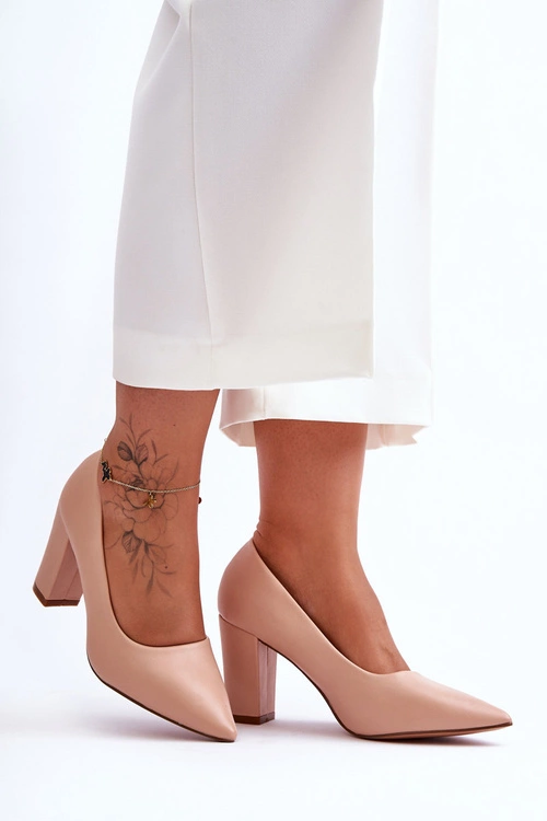 Klasyczne Czółenka Na Słupku Nude Odessa