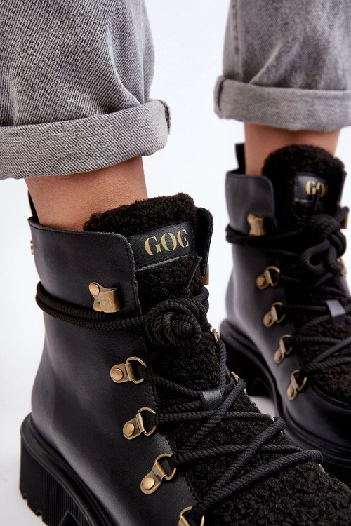 Skórzane Botki Trapery Damskie GOE MM2N4082 Czarne