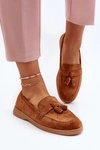 Damskie Zamszowe Mokasyny Camel Dansitu