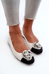 Baleriny Damskie Eko Skórzane Z Ozdobnym Detalem Białe Divinella