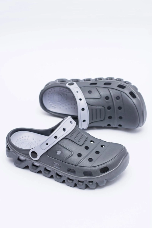 Ciemnoszare Męskie Ogrodowe Lekkie Klapki Kroksy Eva