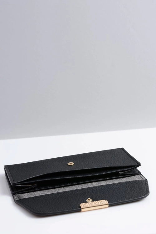 Stylowy Duży Czarny Portfel Damski