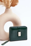 Damski Lakierowany Portfel Portmonetka Z Ekoskóry Ciemnozielony Zalirna