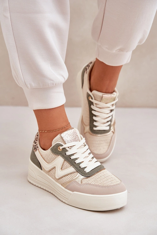 Buty Sportowe Damskie Na Platformie Panterka Zielone Lorori