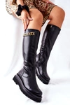 Damskie Wysokie Czarne Kozaki z Łańcuchem Vivien