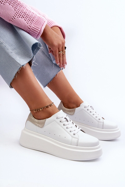Sneakersy Damskie Na Platformie D&A LR568 Białe