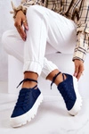 Damskie Trampki Na Platformie BIG STAR JJ274491 Granatowe