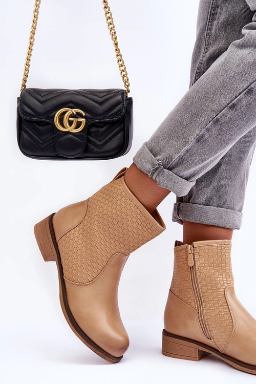 Damskie Plecione Botki Beżowe Chilly