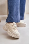 Buty Sportowe Sneakersy Damskie Na Masywnej Podeszwie Jasnobeżowe Lerista 